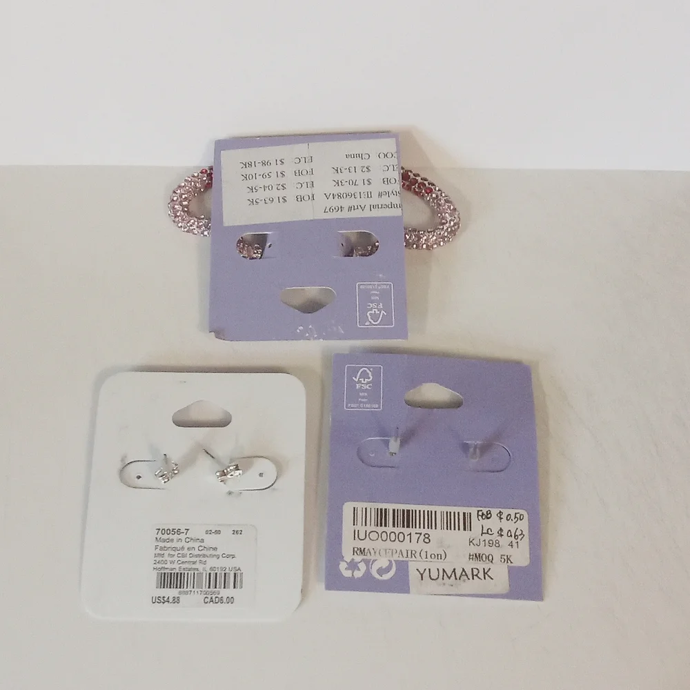 Lot Of 3 Claires Pierced Earrings Sensitive Solutions Silvertone Hearts & Studs